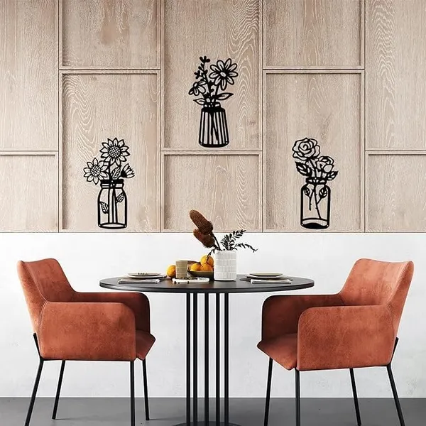 Black_3_Piece_Sunflower_Roses_Daisy_Metal_Flowers_Wall_Decor_|_35L_X_20W_Cm