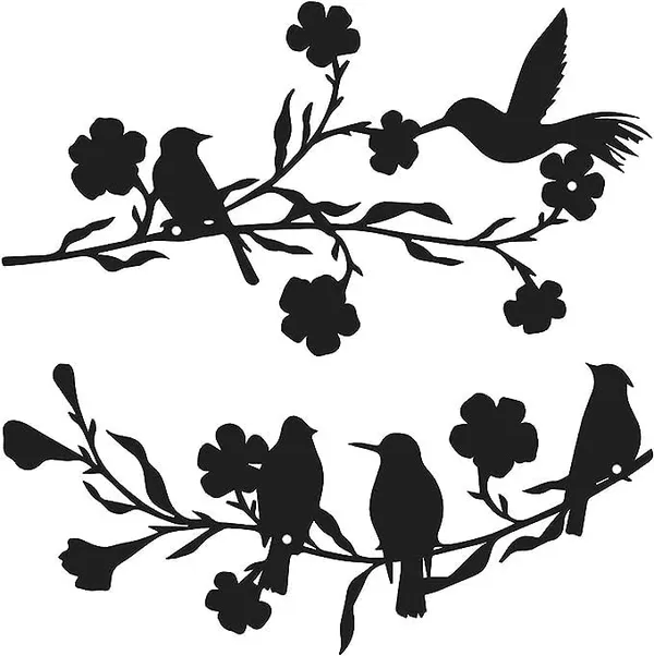 Black_2_Pieces_Metal_Birds_Wall_Art_Decor_On_Branch_Metal_Birds_Silhouette_Wall_Sculpture_Leaves_Flowers_And_Metal_Art_Wall_Decor_For_Home_Garden_Balcony_Indoor_Outdoor_Decor-Flower_(40X18X15_Cm_)