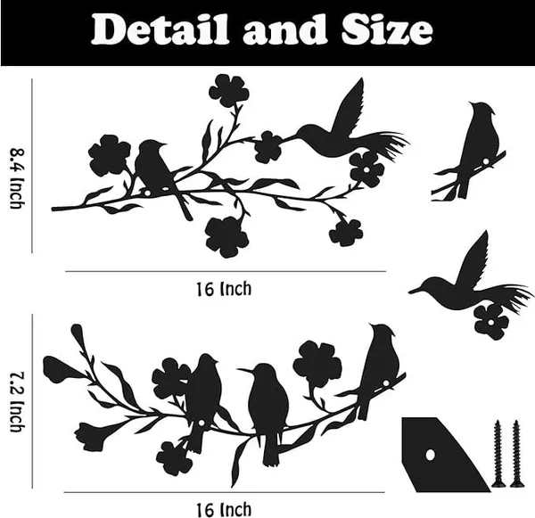 Black_2_Pieces_Metal_Birds_Wall_Art_Decor_On_Branch_Metal_Birds_Silhouette_Wall_Sculpture_Leaves_Flowers_And_Metal_Art_Wall_Decor_For_Home_Garden_Balcony_Indoor_Outdoor_Decor-Flower_(40X18X15_Cm_)