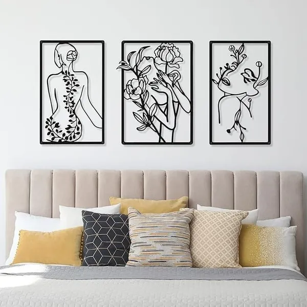 Black_3_Pieces_Metal_Minimalist_Abstract_Woman_Wall_Art_|_65L_X_33W_Cm