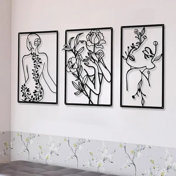 Black_3_Pieces_Metal_Minimalist_Abstract_Woman_Wall_Art_|_65L_X_33W_Cm