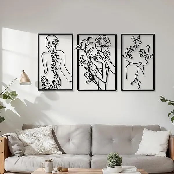 Black_3_Pieces_Metal_Minimalist_Abstract_Woman_Wall_Art_|_65L_X_33W_Cm