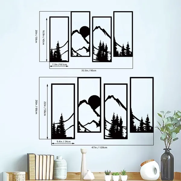 Black_Metal_Sunset_Mountain_Forest_Wall_Decor_Set_Of_4_|_40L_X_17W_Cm