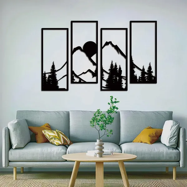 Black_Metal_Sunset_Mountain_Forest_Wall_Decor_Set_Of_4_|_40L_X_17W_Cm