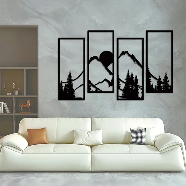 Black_Metal_Sunset_Mountain_Forest_Wall_Decor_Set_Of_4_|_40L_X_17W_Cm