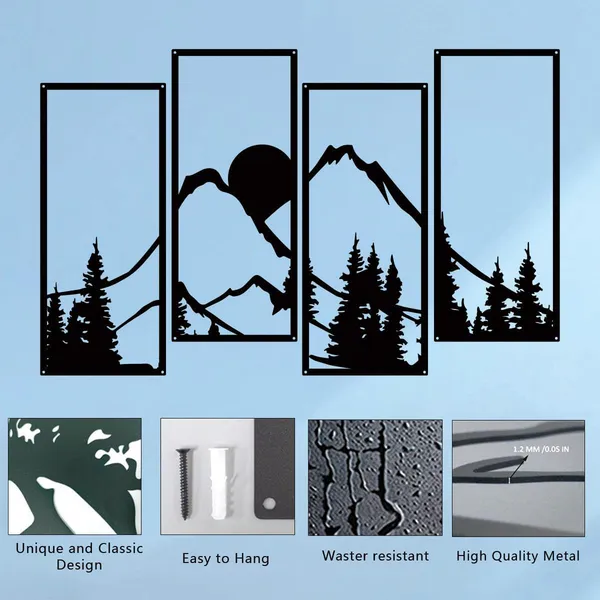 Black_Metal_Sunset_Mountain_Forest_Wall_Decor_Set_Of_4_|_40L_X_17W_Cm