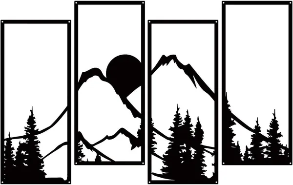 Black_Metal_Sunset_Mountain_Forest_Wall_Decor_Set_Of_4_|_40L_X_17W_Cm