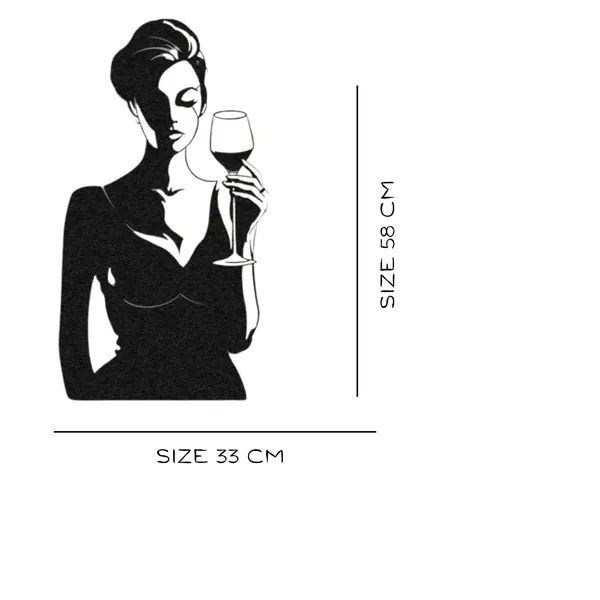 Black_Metal_Women_&_Wine_Wall_Decor_|_Feminine_Metal_Wall_Art_|_Modern_Home_Decor_For_Living_Room,_Bar_&_Kitchen(58X33X15_Cm)