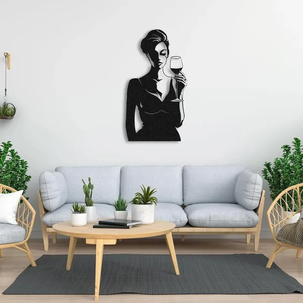 Black_Metal_Women_&_Wine_Wall_Decor_|_Feminine_Metal_Wall_Art_|_Modern_Home_Decor_For_Living_Room,_Bar_&_Kitchen(58X33X15_Cm)