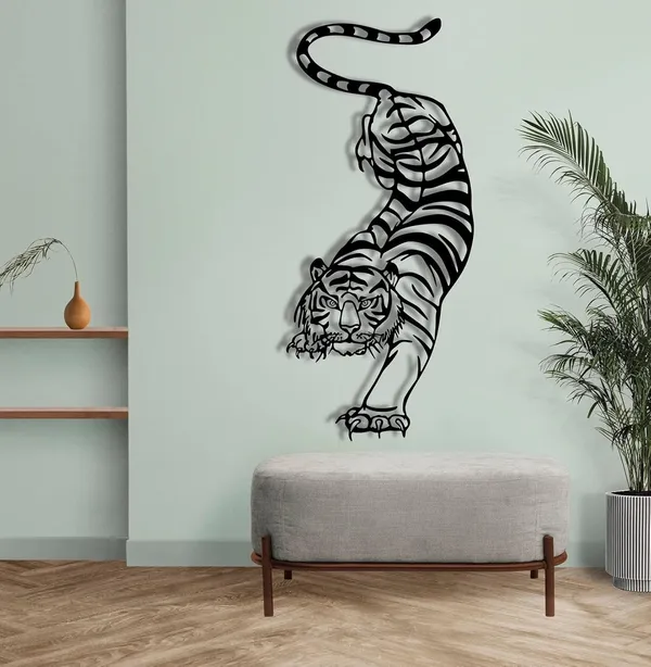 Black_Tiger_Metal_Wall_Art,_Metal_Wall_Decor,_Year_Of_The_Tiger,_Wildlife_Wall_Art,_Above_Bed_Decor,_Housewarming_Gift,_Man_Cave_Gift