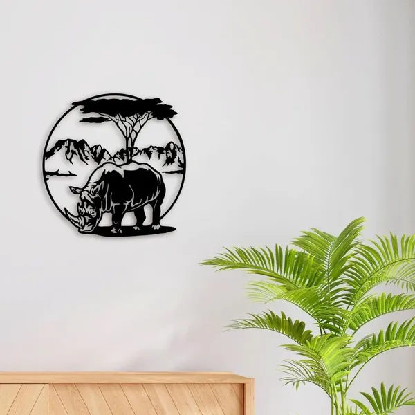 Black_Rhinoceros_Metal_Wall_Art_|_60L_X_60W_Cm