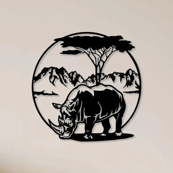 Black_Rhinoceros_Metal_Wall_Art_|_60L_X_60W_Cm