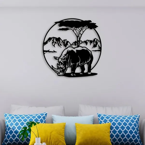 Black_Rhinoceros_Metal_Wall_Art_|_60L_X_60W_Cm