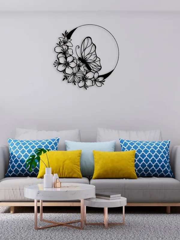 Black_Flowers_Ring_Butterfly_Metal_Wall_Art_|_45L_X_45W_Cm