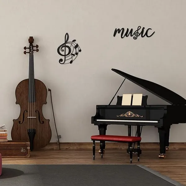 Black_2_Pieces_Music_Metal_Wall_Decor_Treble_Clef_And_Music_Notes_Decor_Theme_Note_Metal_Sign_Wall_Hanger_Home_Decor_Wall_Decor_For_Living_Room,_Bedroom_Porch(35X30X15_Cm)