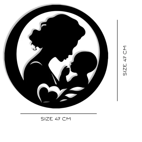 Black_Metal_Mother_And_Baby_Sculpture_Wall_Art_|_47L_X_47W_Cm