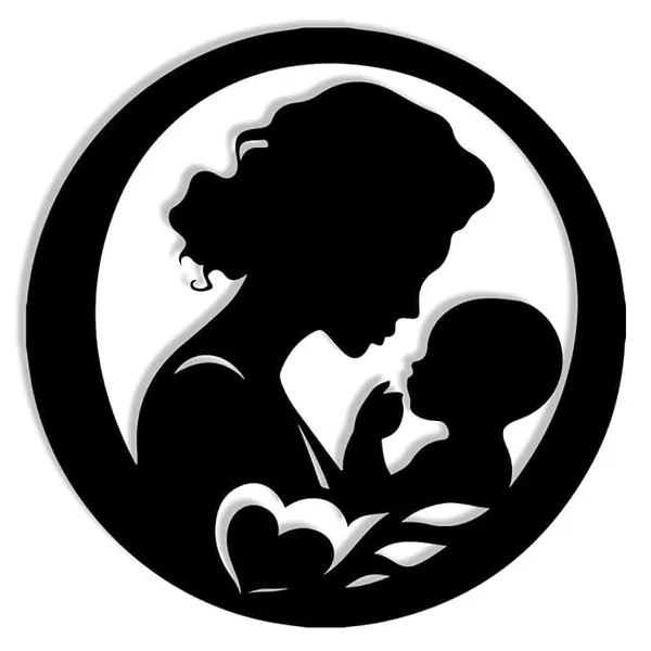 Black_Metal_Mother_And_Baby_Sculpture_Wall_Art_|_47L_X_47W_Cm
