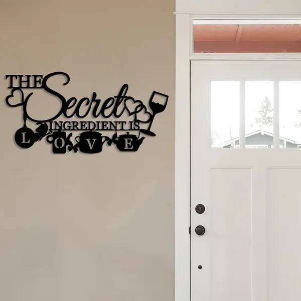 Black_The_Secret_Ingredient_Is_Love_Metal_Wall_Art_Sign_|_20L_X_40W_Cm