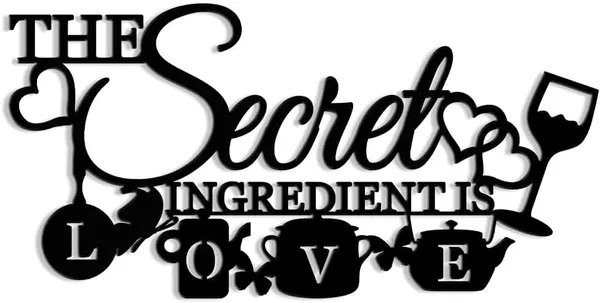 Black_The_Secret_Ingredient_Is_Love_Metal_Wall_Art_Sign_|_20L_X_40W_Cm