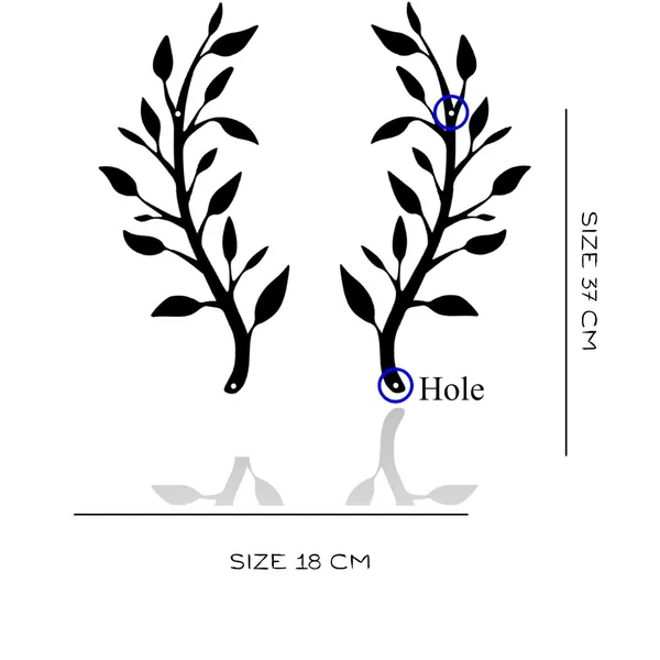 Black_2_Pieces_Metal_Tree_Leaf_Wall_Decor_|_37L_X_18W_Cm