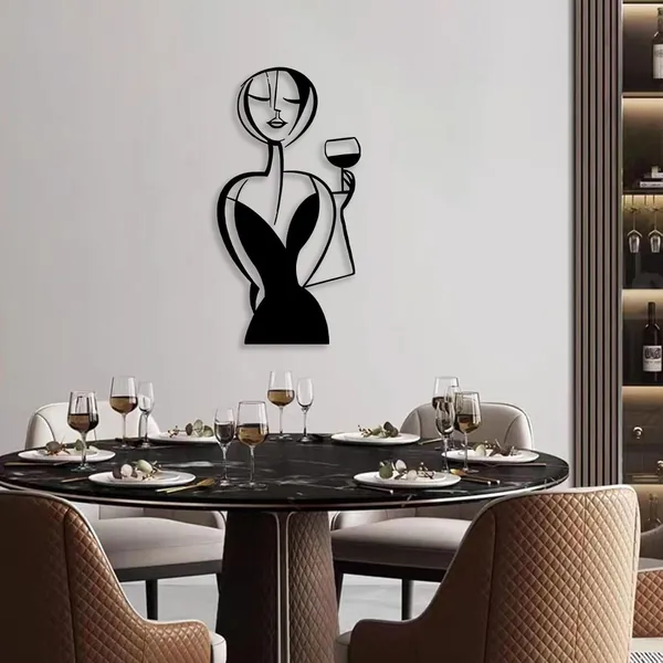 Black_Glass_Of_Wine_Girl_Metal_Wall_Art_|_58L_X_30W_Cm