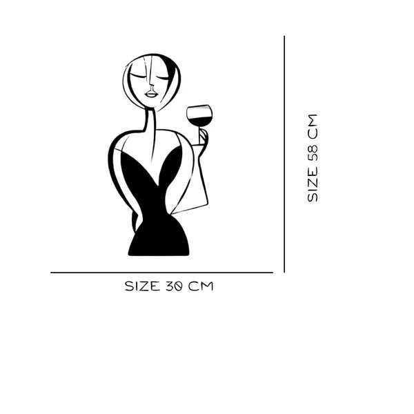 Black_Glass_Of_Wine_Girl_Metal_Wall_Art_|_58L_X_30W_Cm