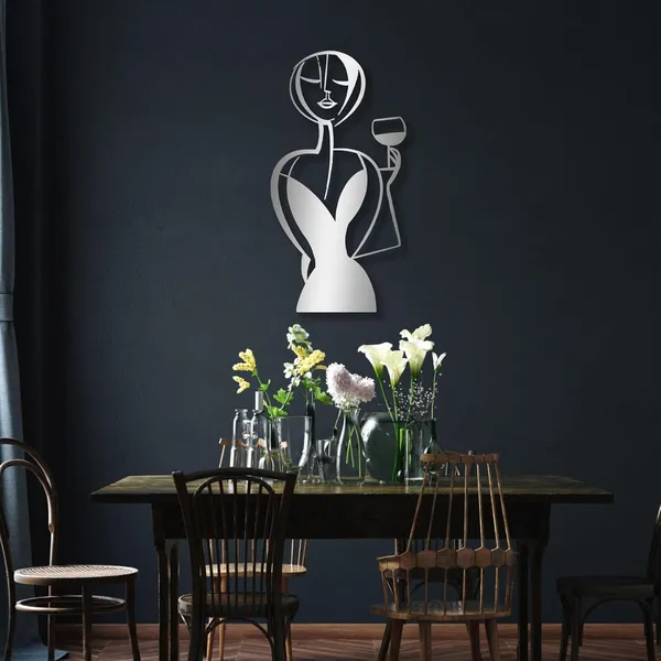 Black_Glass_Of_Wine_Girl_Metal_Wall_Art_|_58L_X_30W_Cm