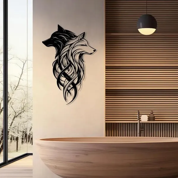 Black_Two_Wolves_Metal_Wall_Art_|_58L_X_38W_Cm