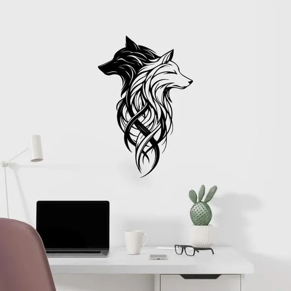 Black_Two_Wolves_Metal_Wall_Art_|_58L_X_38W_Cm