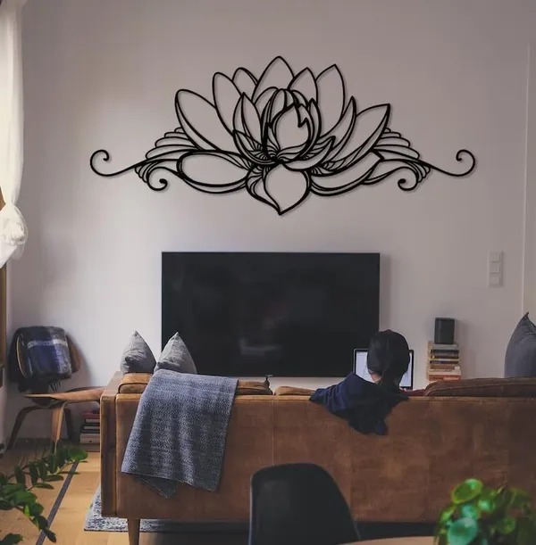 Black_Lotus_Flower_Metal_Wall_Art_|_58L_X_24W_Cm