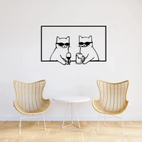 Black_Cool_Cats_Drinking_Metal_Wall_Art_|_55L_X_33W_Cm