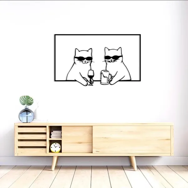 Black_Cool_Cats_Drinking_Metal_Wall_Art_|_55L_X_33W_Cm