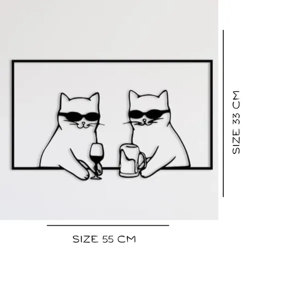 Black_Cool_Cats_Drinking_Metal_Wall_Art_|_55L_X_33W_Cm