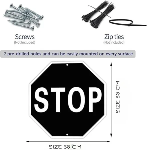 Black_Aluminium_Wall_Artclassic_Stop_Road_Sign_Decor_|_30L_X_30W_Cm