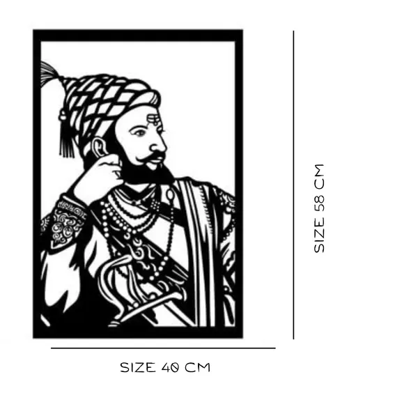 Black_Shivaji_Maharaj_Metal_Wall_Art_|_58L_X_40W_Cm