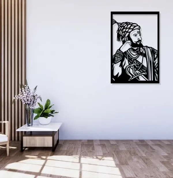 Black_Shivaji_Maharaj_Metal_Wall_Art_|_58L_X_40W_Cm