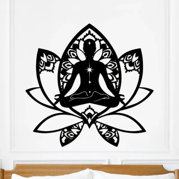 Black_Buddha_Wall_Art,_Lotus_Flower,_Meditation_Decor,_Metal_Mandala,_Zen_Wall_Art,_Chakra_Wall_Hanging,_Spiritual_Wall_Art,_Yoga_Gifts