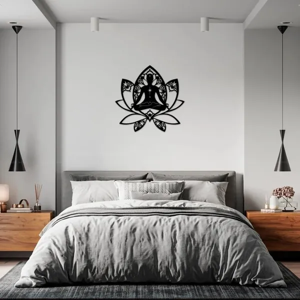 Black_Buddha_Wall_Art,_Lotus_Flower,_Meditation_Decor,_Metal_Mandala,_Zen_Wall_Art,_Chakra_Wall_Hanging,_Spiritual_Wall_Art,_Yoga_Gifts