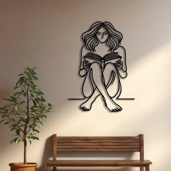 Black_Bookish_Girl_Minimalist_Line_Art_|_50L_X_27W_Cm
