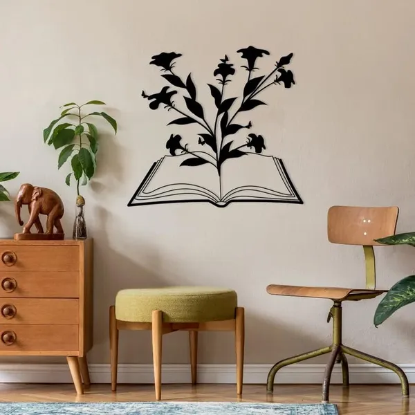 Black_Blooming_Book_Metal_Wall_Hanging_|_55L_X_50W_Cm