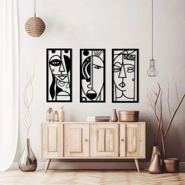 Black_Pablo_Picasso_Style_Boho_Wall_Art_Set_Of_3_|_40L_X_18W_Cm