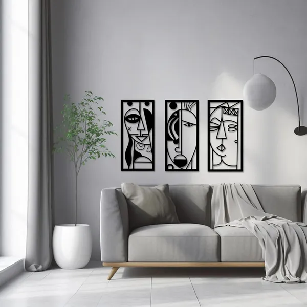 Black_Pablo_Picasso_Style_Boho_Wall_Art_Set_Of_3_|_40L_X_18W_Cm