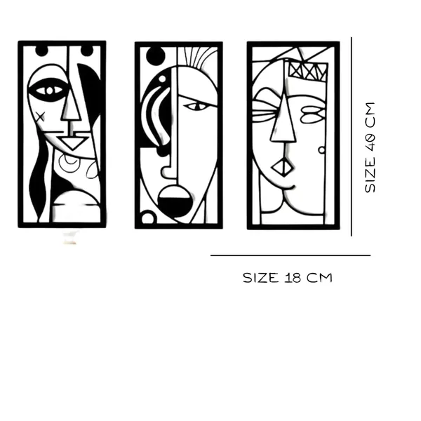 Black_Pablo_Picasso_Style_Boho_Wall_Art_Set_Of_3_|_40L_X_18W_Cm