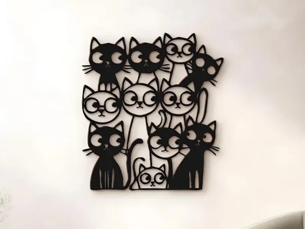 Black_Funny_Cats_Metal_Wall_Art_|_50L_X_45W_Cm