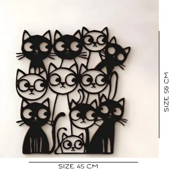 Black_Funny_Cats_Metal_Wall_Art_|_50L_X_45W_Cm