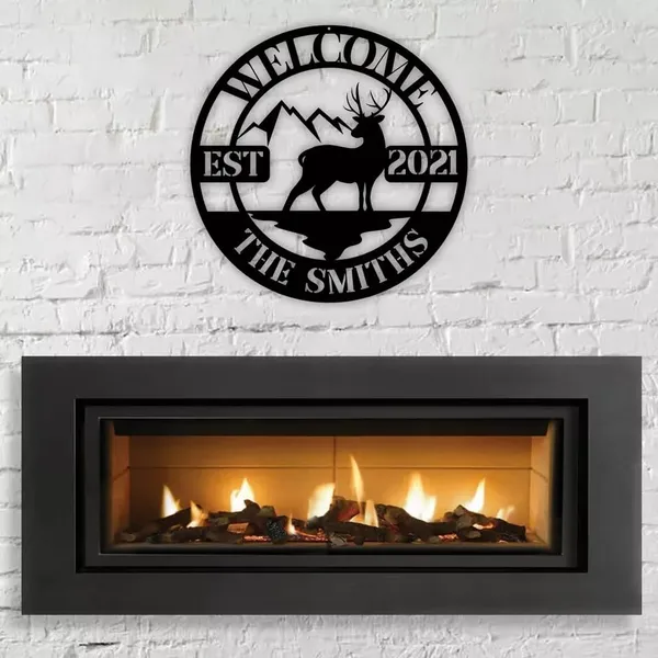 Black_Personalized_Deer_Metal_Family_Name_Sign_Home_Decor_|_60_X_33_X_0.5_Cm