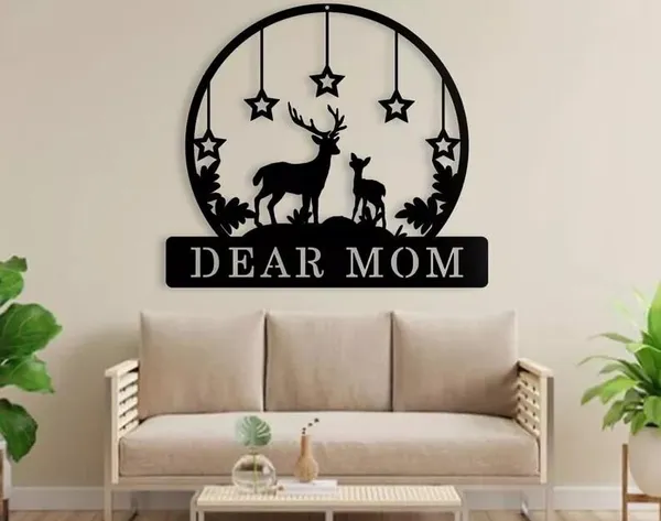 Black_Personalized_Deer_Mom_Metal_Name_Sign_|_60_X_40_X_0.5_Cm