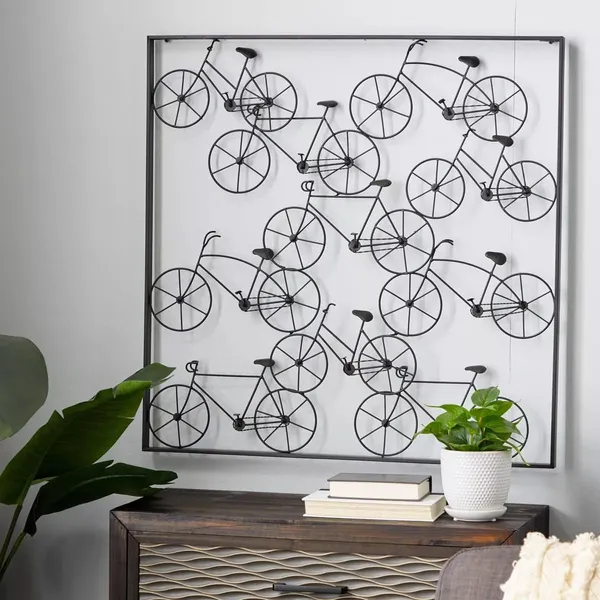 Black_Metal_Bike_Stacked_Wall_Decor_With_Frame_|_60L_X_40W_Cm