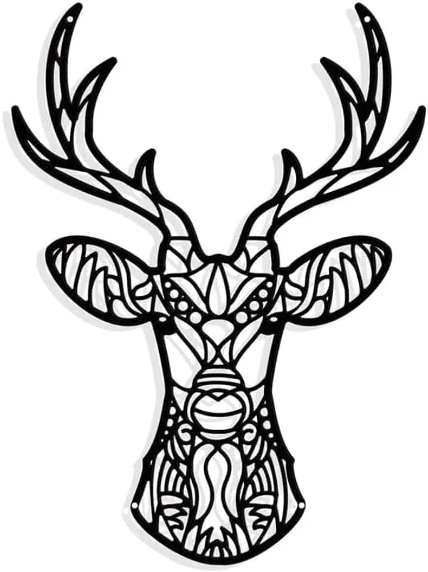 Black_Metal_Wall_Decoration_With_Deer_Head_|_28.2L_X_20.2W_Cm