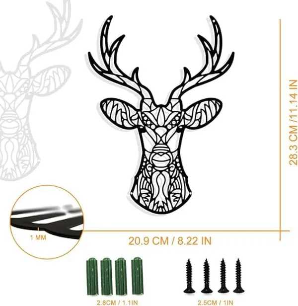 Black_Metal_Wall_Decoration_With_Deer_Head_|_28.2L_X_20.2W_Cm